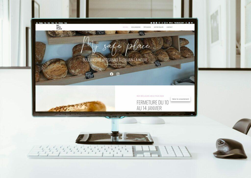 Écran du site web de My Safe Place, nouvelle boulangerie à Louvain-la-Neuve
