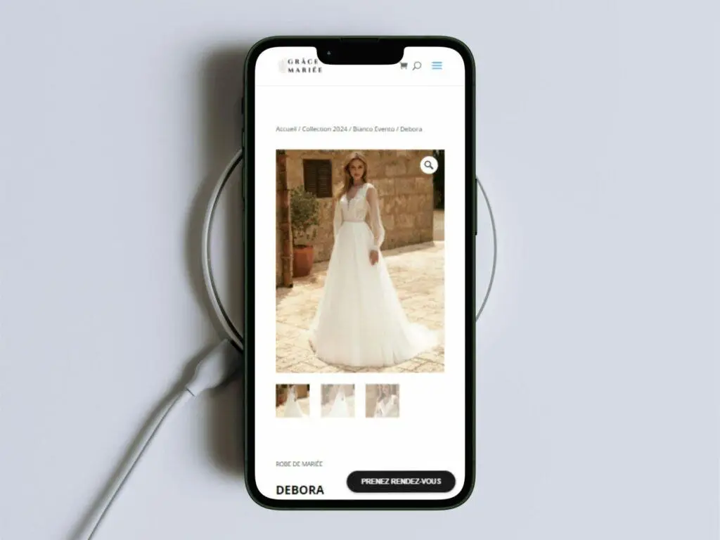 La version mobile du site web de Grace B Mariée