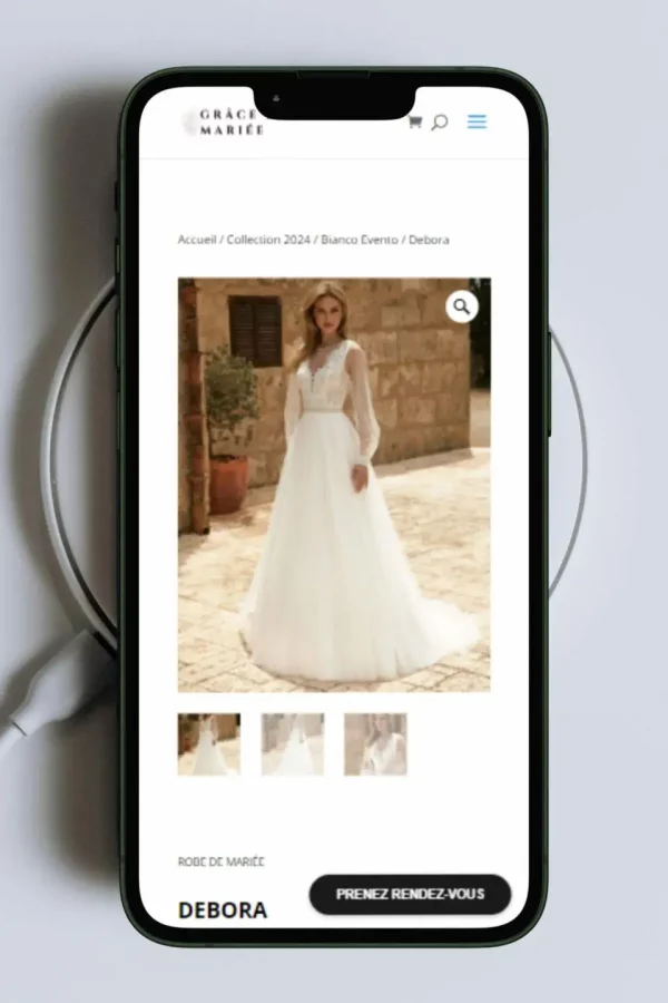 La version mobile du site web de Grace B Mariée