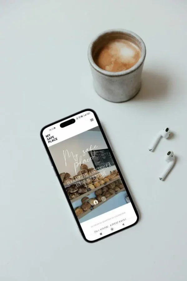 Version mobile du site web de My Safe Place, boulangerie artisanale à Bruxelles